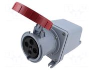 Connector: AC supply 3-phase; socket; female; PIN: 4; 60A; 415V AMPHENOL