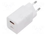 Power supply: switching; mains,plug-in; 5÷20VDC; 30W; white; 3A BASEUS