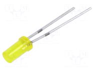 LED; yellow; 3mm; 25mcd; 120°; Front: convex; 2.4VDC; No.of term: 2 EVERLIGHT