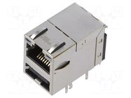 Connector: RJ45 + USB A; socket; PIN: 8; shielded,with LED; 8p8c BEL FUSE