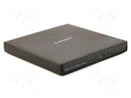 External DVD drive; black; DC,USB B socket,USB B plug; USB 2.0 GEMBIRD