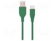 Cable; USB 2.0; USB A plug,USB C plug; 1.5m; green; 480Mbps; 2.1A GEMBIRD