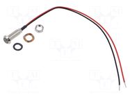 Indicator: LED; flat; green; 3.2VDC; Ø5mm; IP67; cables; 150mm; brass MARL