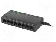 Switch Ethernet; RJ45 socket x8; PnP,LED status indicator LANBERG