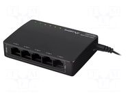 Switch Ethernet; RJ45 socket x5; black; 10Gbps LANBERG