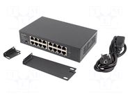Switch Ethernet; IEC C14,RJ45 socket x16; Gigabit Ethernet LANBERG