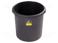 Waste bin; ESD; H: 320mm; Ø: 310mm; 18l; Features: conductive; PP ELME