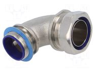 90° angled connector; Thread: metric,non-swivel,outside; brass HELLERMANNTYTON