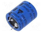 Capacitor: electrolytic; SNAP-IN; 2.2mF; 40VDC; Ø22x25mm; ±20% VISHAY