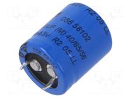 Capacitor: electrolytic; SNAP-IN; 1000uF; 63VDC; Ø22x25mm; ±20% VISHAY