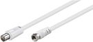 SAT/Antenna Adapter Cable (<70 dB), Double Shielded, 1.5 m, white - F plug > coaxial plug
