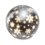 LED Christmas glass bauble – snowflakes,12 cm, 3x AA, indoor, warm white, timer, EMOS