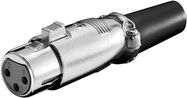 Microphone Jack, XLR female (3-pin), 3 Pin, silver - Silver metal housing with gold-plated contacts