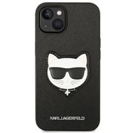Karl Lagerfeld Saffiano Choupette Head Patch Case for iPhone 14 Plus - Black, Karl Lagerfeld