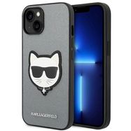 Karl Lagerfeld Saffiano Choupette Head Patch case for iPhone 14 Plus - silver, Karl Lagerfeld