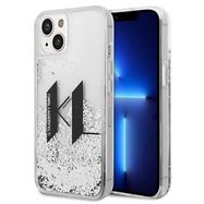 Karl Lagerfeld Liquid Glitter Big KL case for iPhone 14 - silver, Karl Lagerfeld