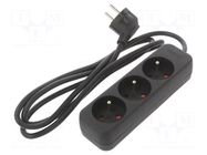 Extension lead; 3x1mm2; Sockets: 3; rubber; black; 1.5m; 10A LANBERG
