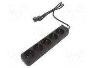 Extension lead; 3x1mm2; Sockets: 5; rubber; black; 1m; 10A LANBERG