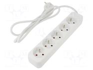 Extension lead; 3x1mm2; Sockets: 5; rubber; white; 1.5m; 10A LANBERG