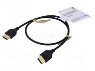 Cable; HDMI plug,both sides; HDCP 2.2,HDMI 2.0,slim; 0.5m; black Goobay