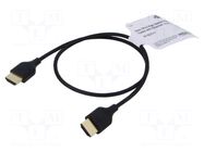 Cable; HDMI plug,both sides; HDCP 2.2,HDMI 2.0,slim; 0.5m; black GOOBAY