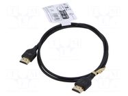 Cable; HDMI plug,both sides; HDCP 2.2,HDMI 2.0,slim; 1m; black Goobay