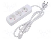 Extension lead; 3x1mm2; Sockets: 3; rubber; white; 3m; 10A LANBERG