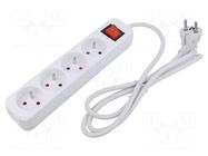 Extension lead; 3x1mm2; Sockets: 4; rubber; white; 1.5m; 10A LANBERG