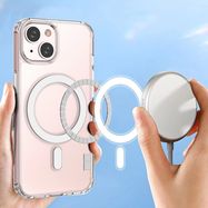 Clear Magnetic Case with MagSafe for iPhone 14 with a silver ring - transparent, Hurtel