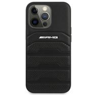 AMG AMHCP14LGSEBK iPhone 14 Pro 6.1 &quot;black / black hardcase Leather Debossed Lines, Mercedes