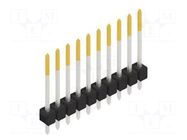 Connector: pin strips; pin header; male; PIN: 10; THT; 3A; 250V; 1x10 FISCHER ELEKTRONIK
