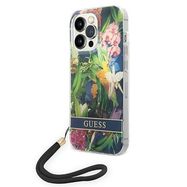 Guess GUOHCP14LHFLSB iPhone 14 Pro 6.1 &quot;blue / blue hardcase Flower Strap, Guess