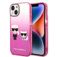 Karl Lagerfeld Gradient Ikonik Karl&amp;Choupette Case for iPhone 14 Plus - Pink, Karl Lagerfeld
