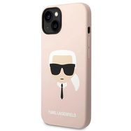 Karl Lagerfeld Silicone Karl&#39;s Head MagSafe Case for iPhone 14 Plus - Light Pink, Karl Lagerfeld