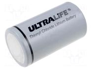 Battery: lithium; D; 3.6V; 19000mAh; non-rechargeable ULTRALIFE