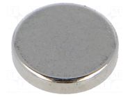 Magnet: permanent; neodymium; 10N; Ø: 10mm; H: 2mm ELESA+GANTER