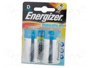 Battery: alkaline; D; 1.5V; non-rechargeable; 2pcs; Maximum ENERGIZER