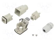 Connector: HDC; male + female; HA; PIN: 4; 16A; 400V; 3+PE; size 1 WEIDMÜLLER