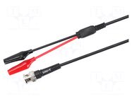 Test lead; 2A; BNC plug,aligator clip x2; Len: 1m; black,red UNI-T