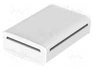 Enclosure: desktop; BoVersa; X: 120mm; Y: 170mm; Z: 52mm; white BOPLA