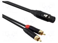 Cable; RCA plug x2,XLR female 3pin; 0.3m; black; PVC REDS MUSIC