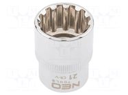 Socket; socket spanner,spline (12-angles); 21mm; 1/2" NEO TOOLS