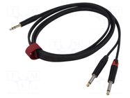 Cable; Jack 6,3mm plug,Jack 6,3mm plug x2; 3m; black; PVC REDS MUSIC