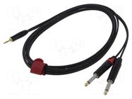 Cable; Jack 3.5mm plug,Jack 6,3mm plug x2; 3m; black; PVC REDS MUSIC