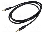 Cable; Jack 3.5mm plug,both sides; 2m; black; Øcable: 6mm; PVC REDS MUSIC