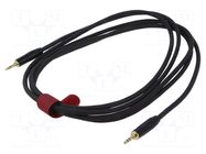 Cable; Jack 3.5mm plug,both sides; 3m; black; Øcable: 6mm; PVC REDS MUSIC
