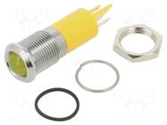 Indicator: LED; prominent; yellow; Ø14mm; IP67; Q14; brass; 500mcd APEM