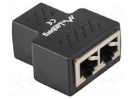 Splitter; black; RJ45 socket x2,RJ45 plug x1 LANBERG