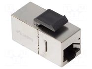 RJ 45 coupler; silver; Cat: 6; RJ45 socket,both sides; 8p8c LANBERG