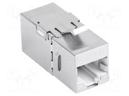 RJ 45 coupler; silver; Cat: 6; RJ45 socket,both sides; 8p8c LANBERG